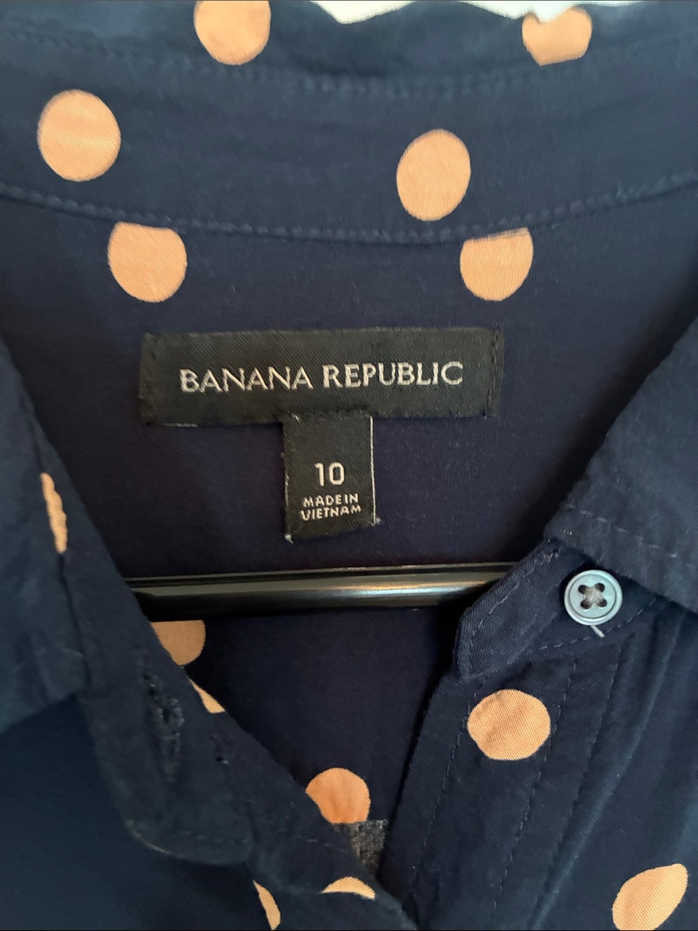 Banana Republic Navy Maxi Dress with Beige Polka Dots - Picture 3 of 5